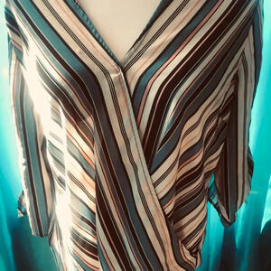 Striped wrap look blouse